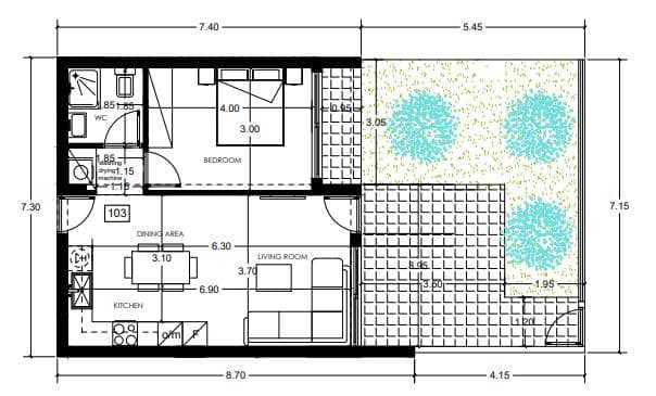 1-bedrooms apartments in Limassol, Cyprus.